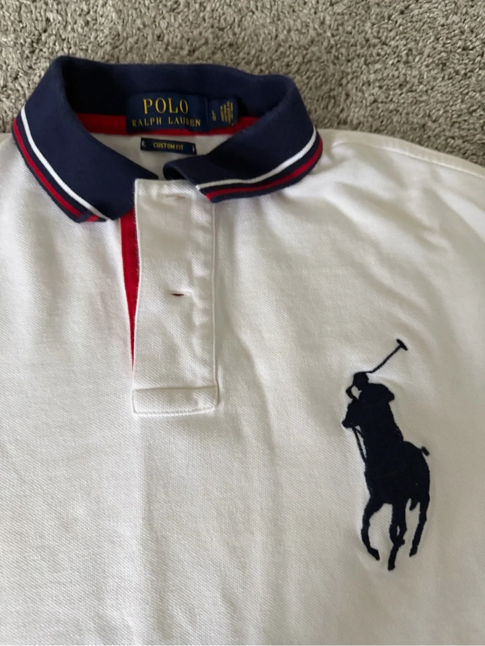 Ralph Lauren Big Pony Custom Fit White Polo Shirt